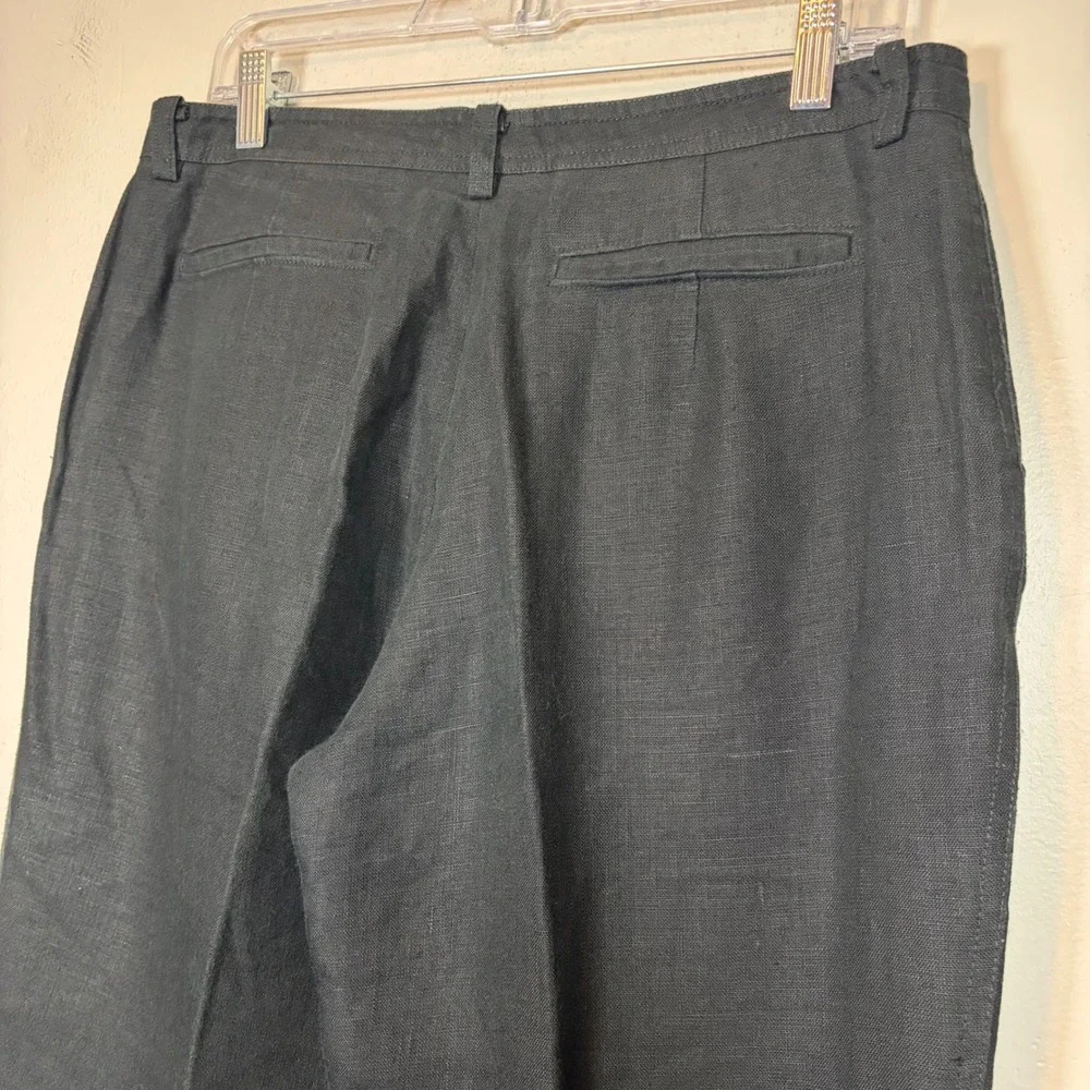 Banana Republic Womens 100% Linen Wide‎ Leg Trousers Black Size 8 723210-00-1
